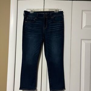 American Eagle Outfitters Women's Dark Indigo Cropped Jeans